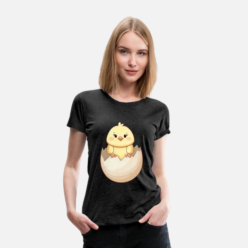 cute Kawaii Chick, Hatching from Eggshell