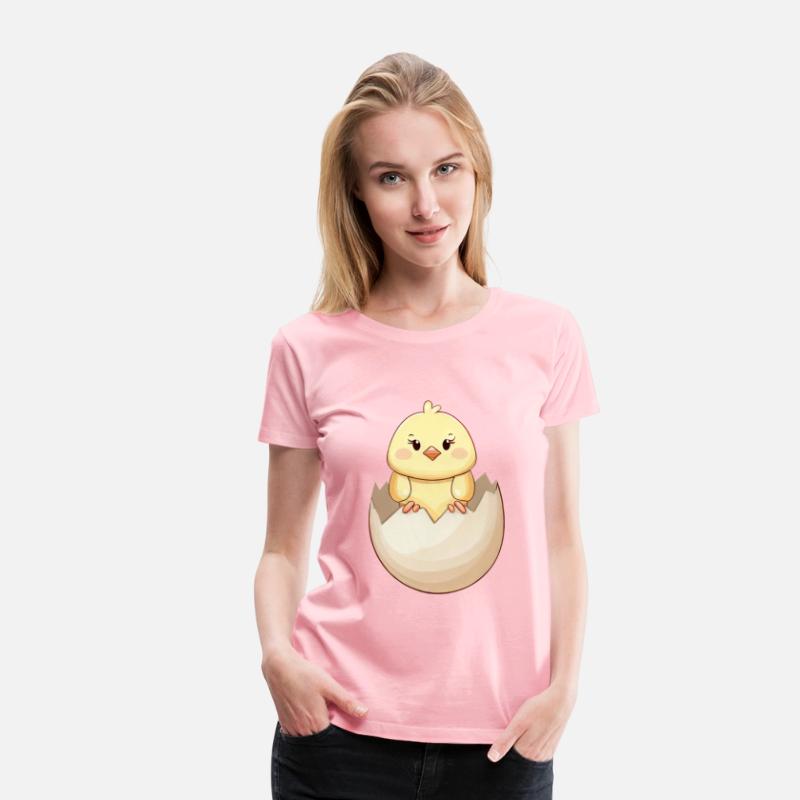 cute Kawaii Chick, Hatching from Eggshell