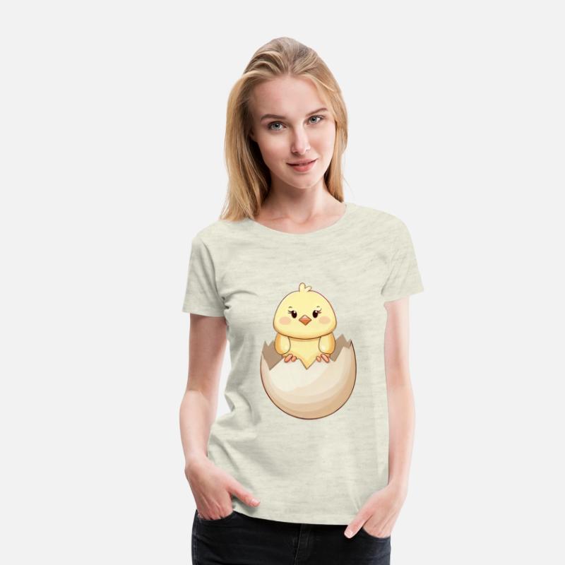 cute Kawaii Chick, Hatching from Eggshell