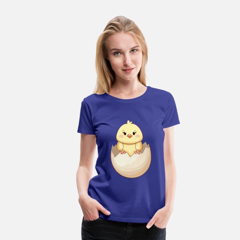 cute Kawaii Chick, Hatching from Eggshell