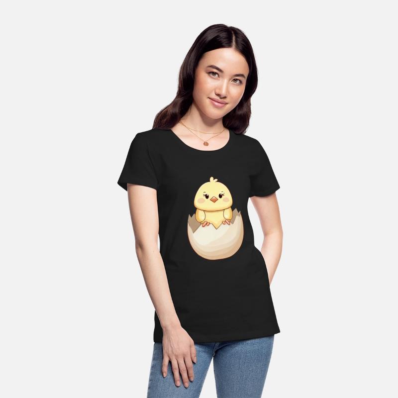 cute Kawaii Chick, Hatching from Eggshell