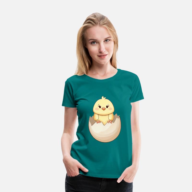 cute Kawaii Chick, Hatching from Eggshell