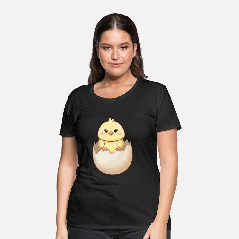 cute Kawaii Chick, Hatching from Eggshell