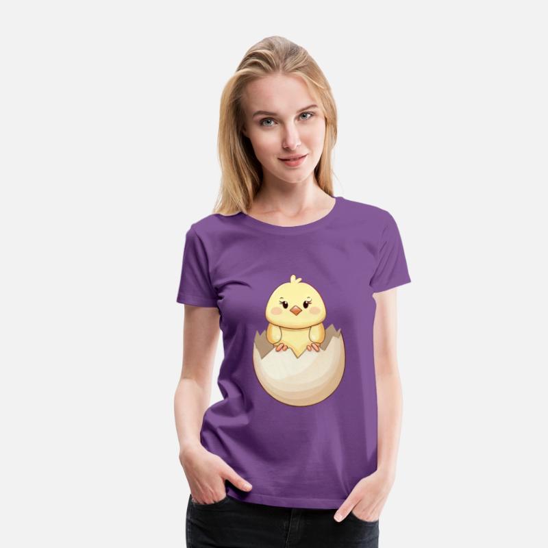 cute Kawaii Chick, Hatching from Eggshell