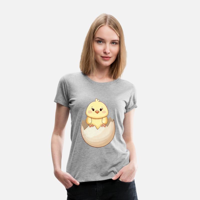 cute Kawaii Chick, Hatching from Eggshell