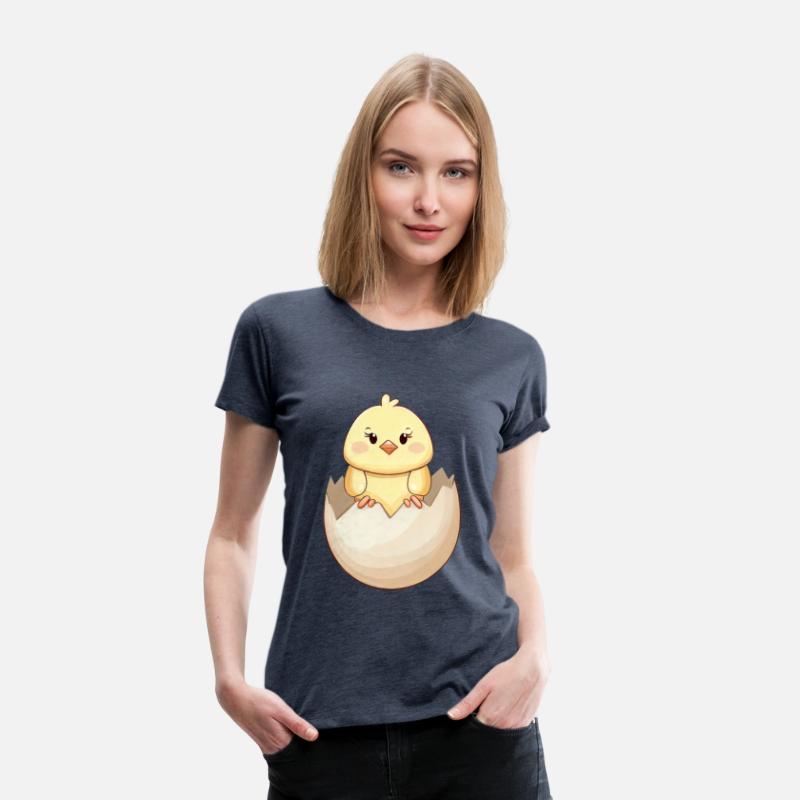 cute Kawaii Chick, Hatching from Eggshell
