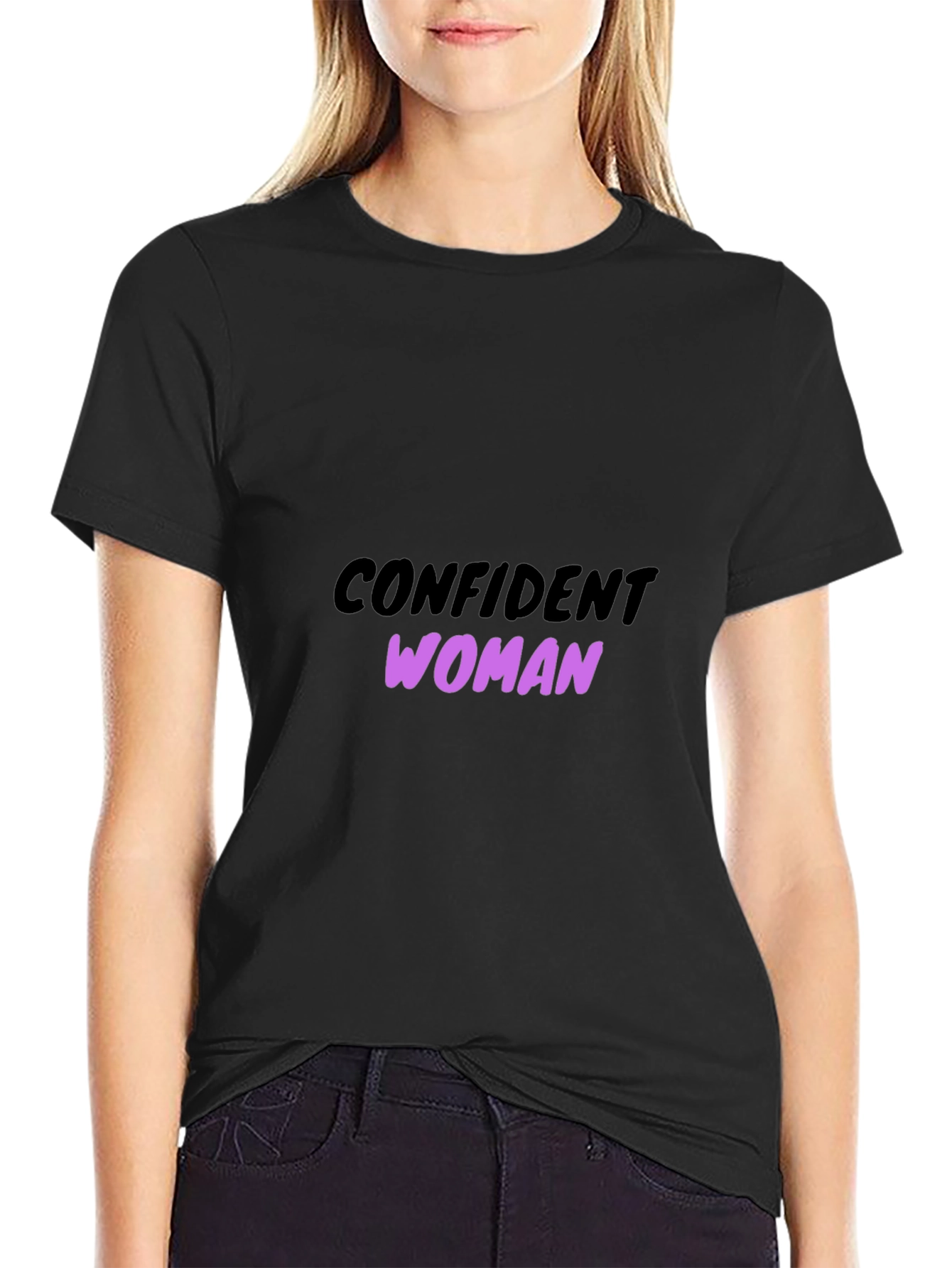 Confident Woman Graphic Tee - Black Cotton T-Shirt