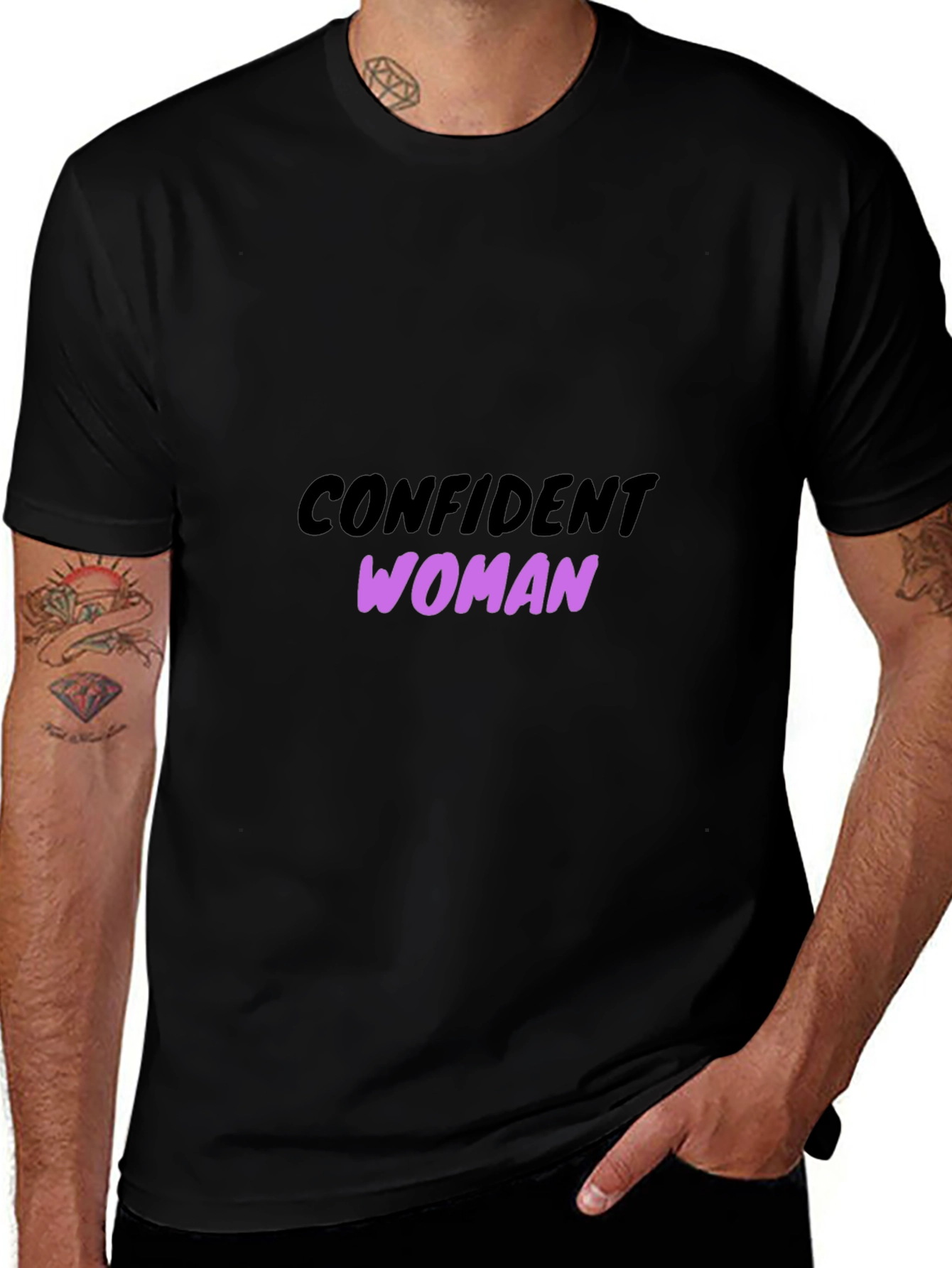 Confident Woman Graphic Tee - Black Cotton T-Shirt