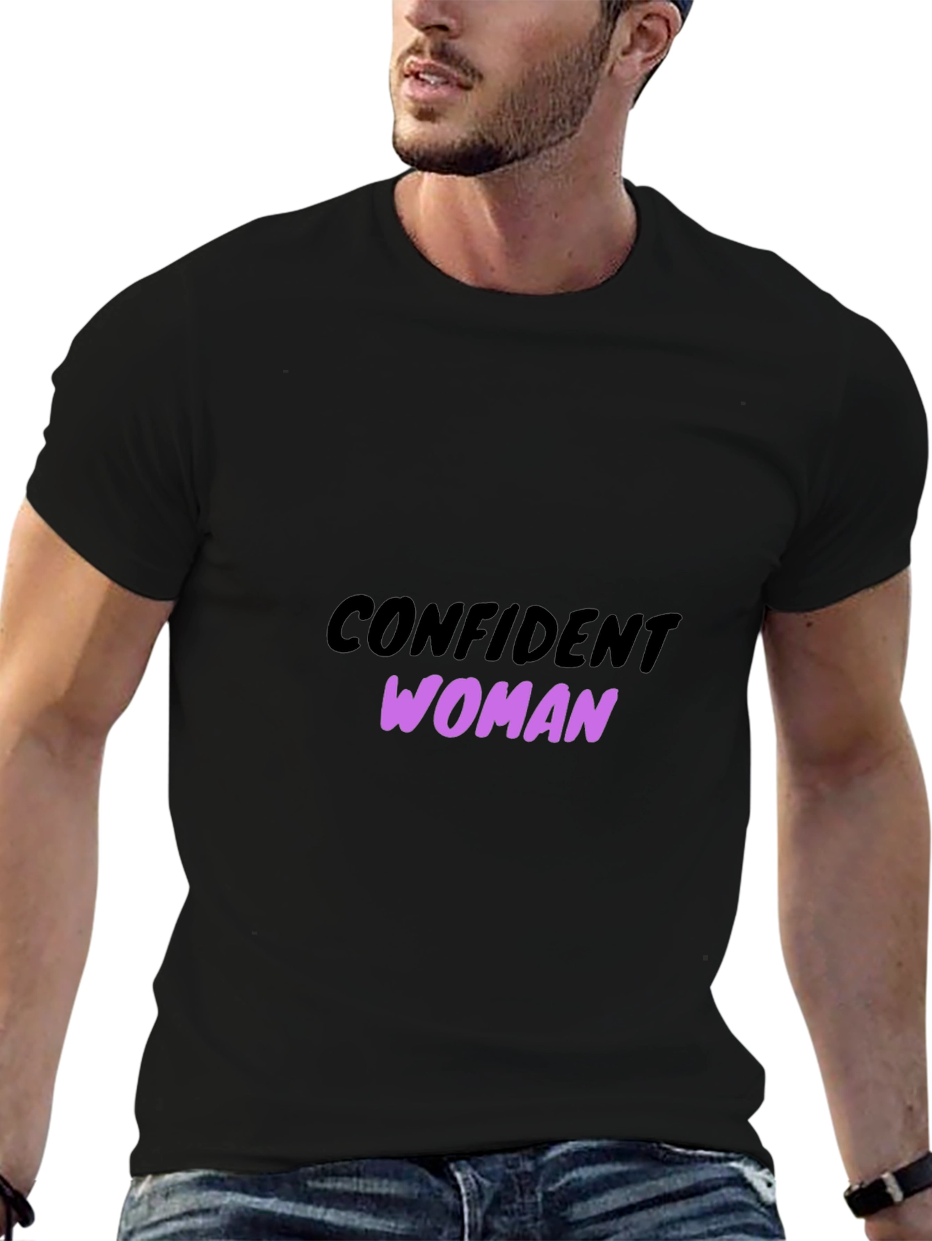 Confident Woman Graphic Tee - Black Cotton T-Shirt