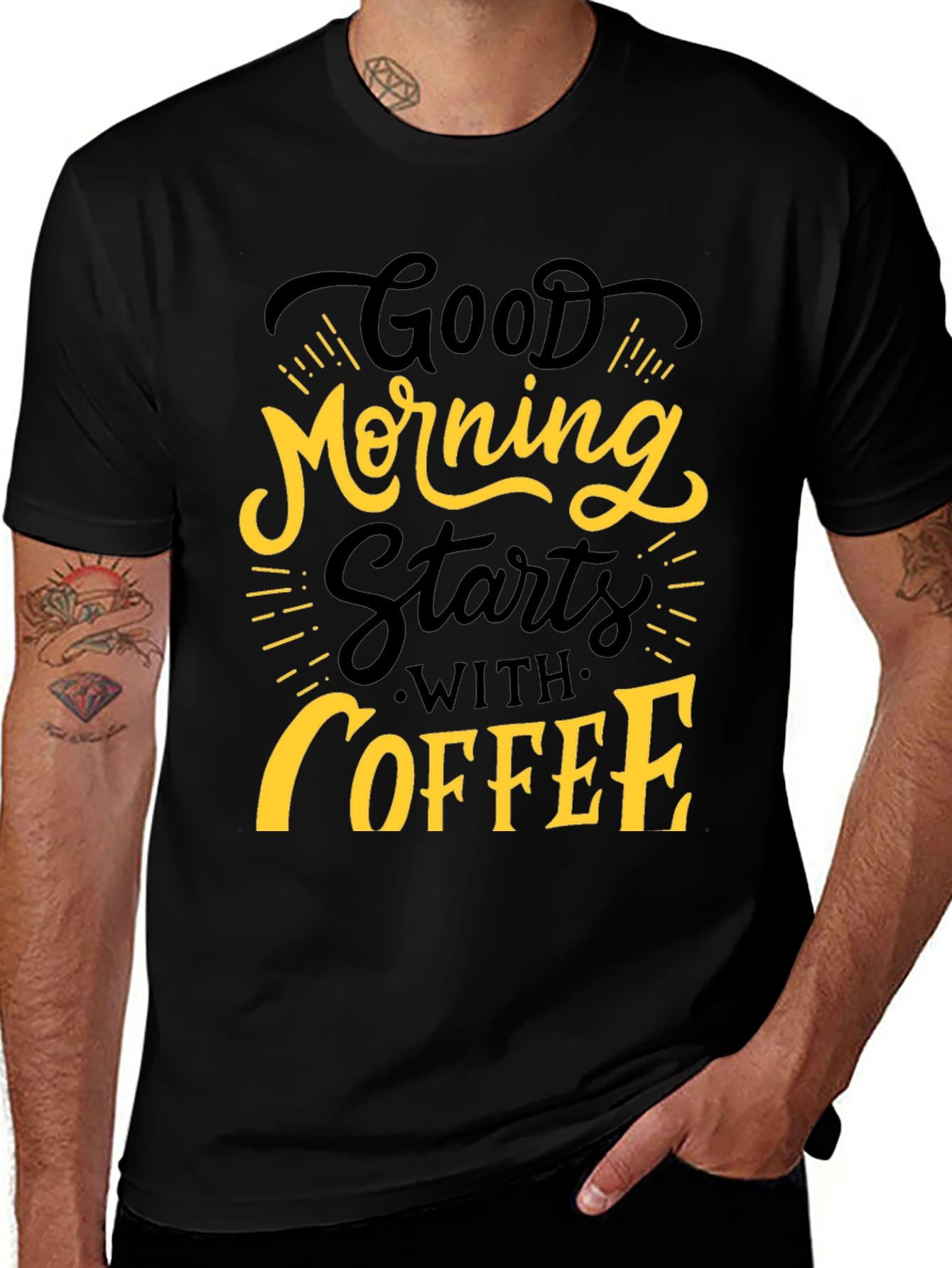 Good Morning Coffee Black Graphic Tee
