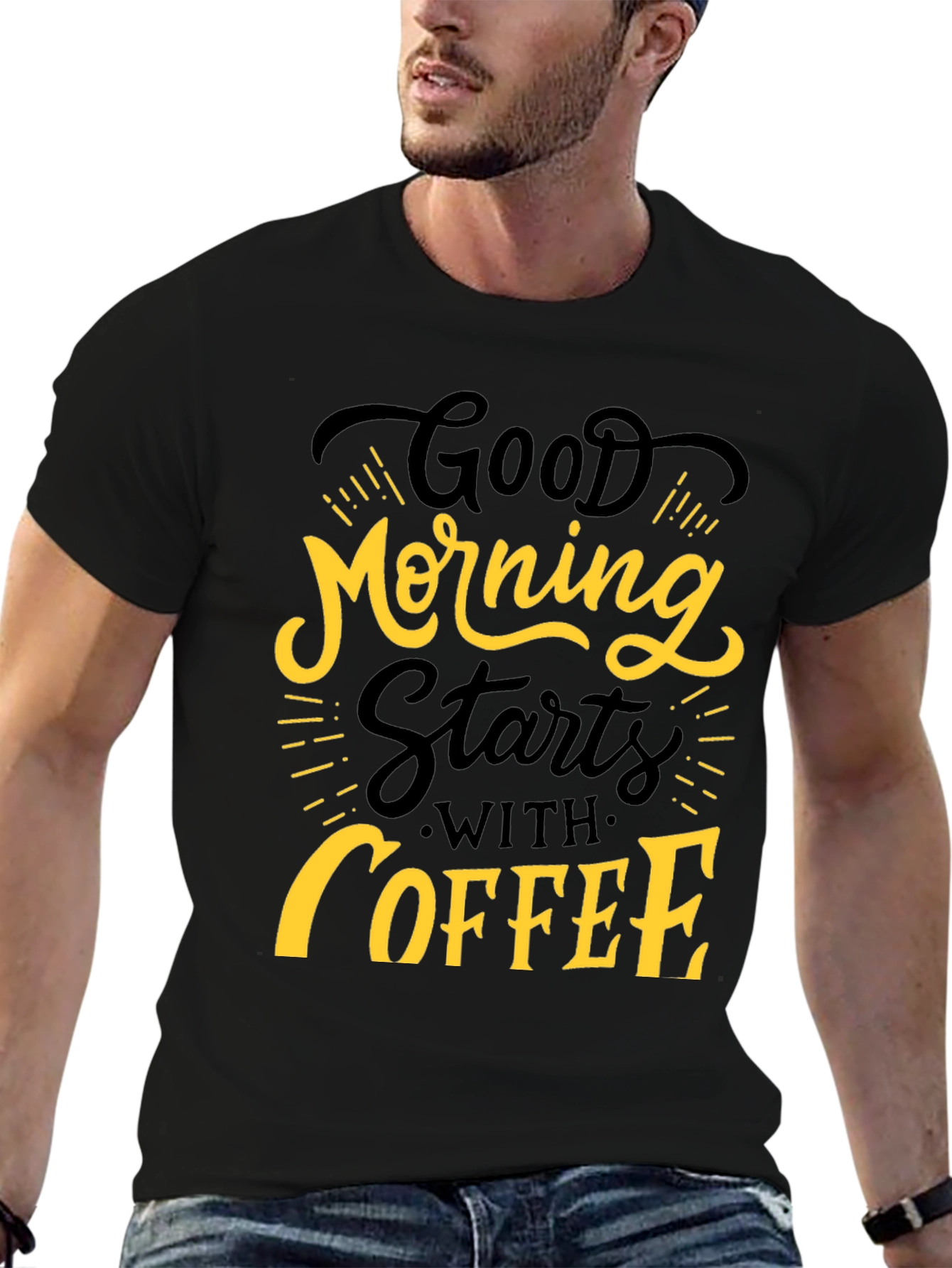 Good Morning Coffee Black Graphic Tee