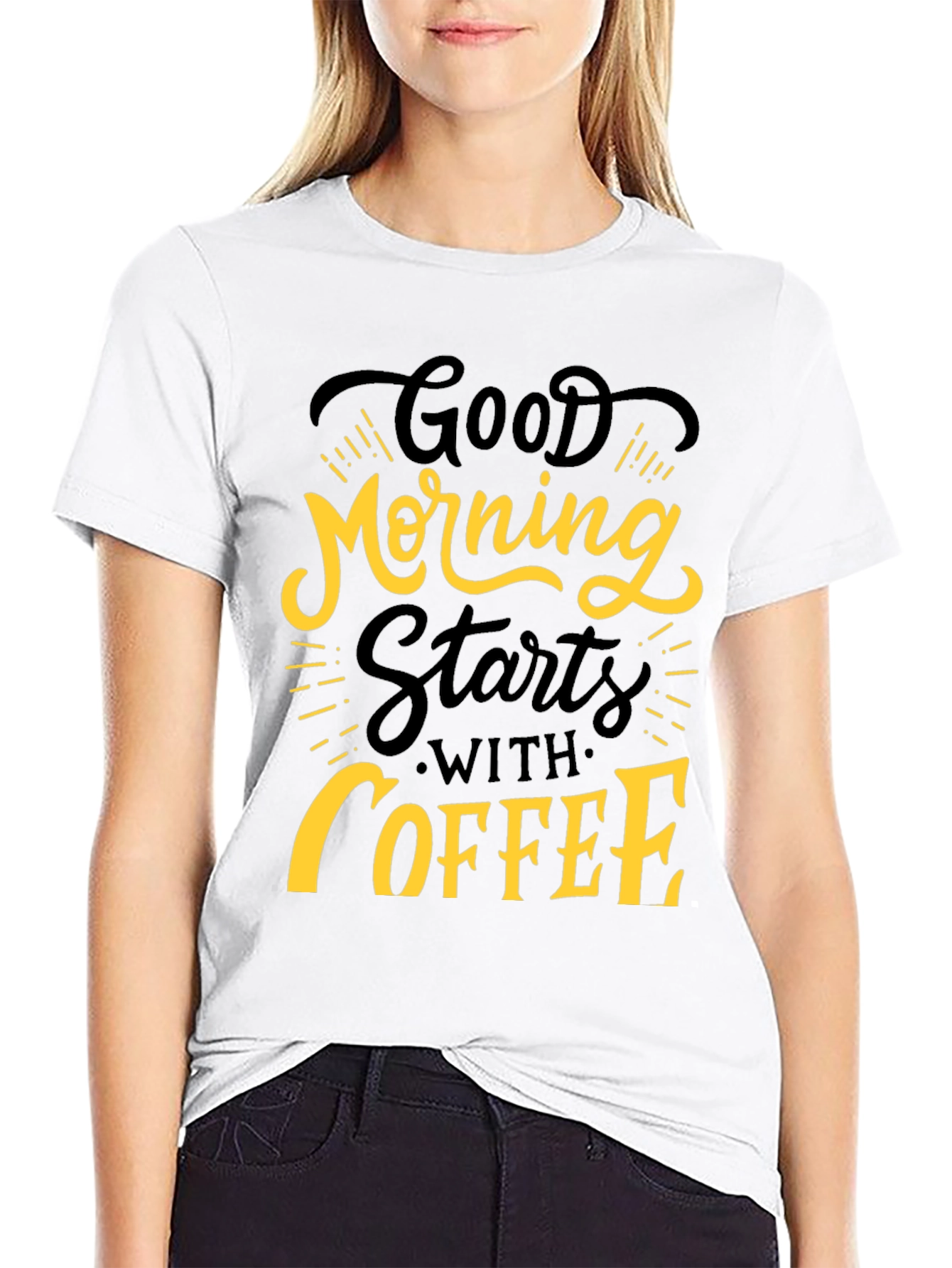 Good Morning Coffee Black Graphic Tee