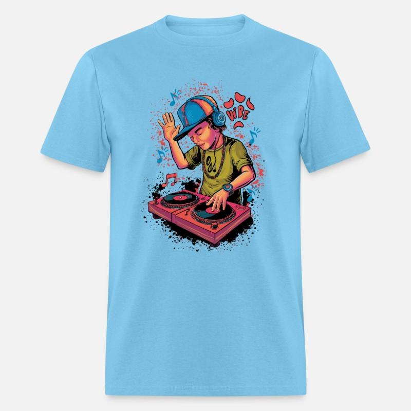 dj turntable boy illustration with vibe