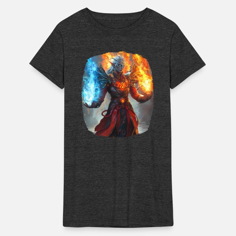 Elemental Mage with Fire and Ice in Fantasy Style