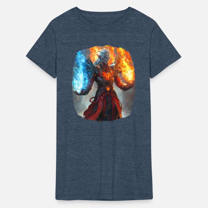 Elemental Mage with Fire and Ice in Fantasy Style