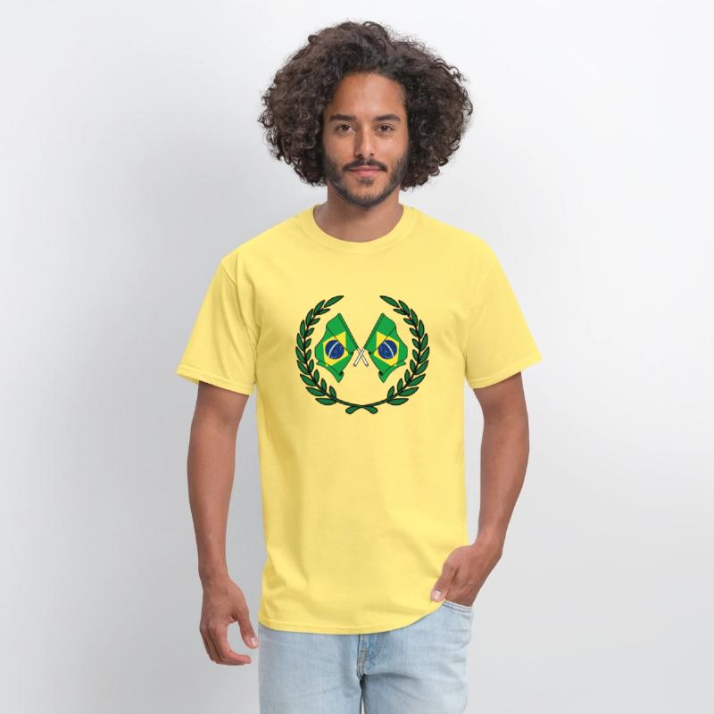 Flags Brazil in laurel wreath