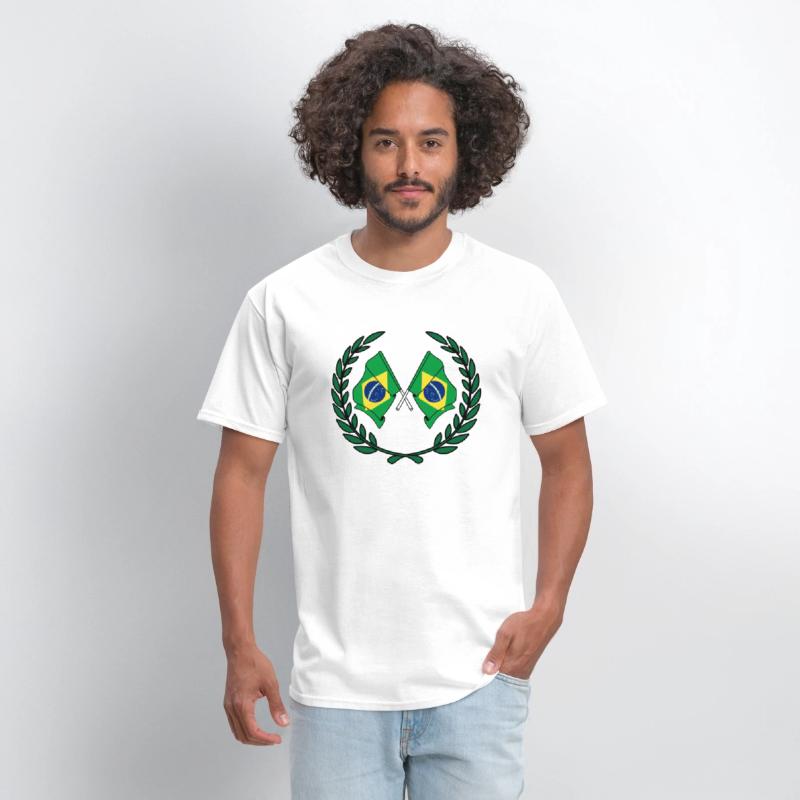 Flags Brazil in laurel wreath