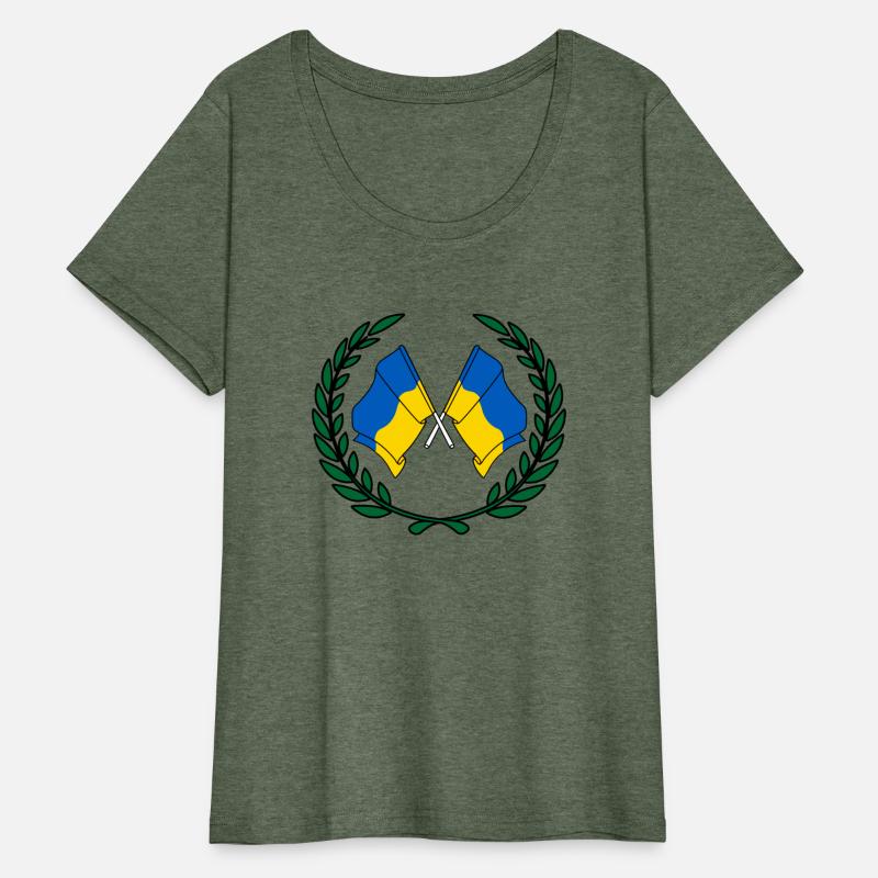 Flags Ukraine in laurel wreath