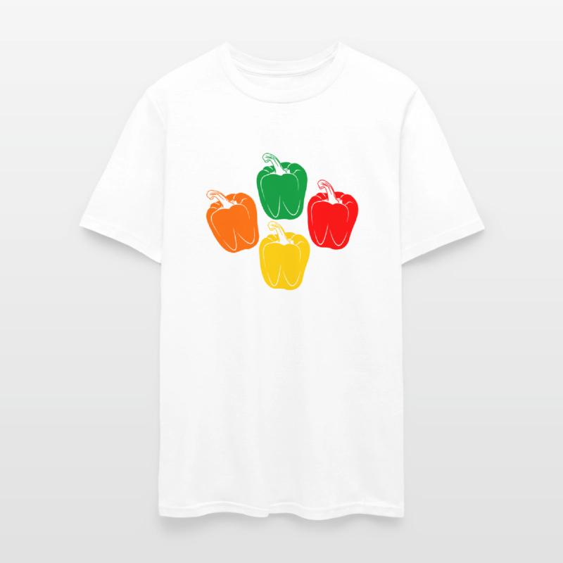 Four colors of peppers