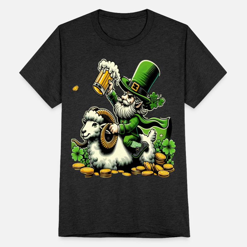 Funny ram riding leprechaun St. Patrick's Day