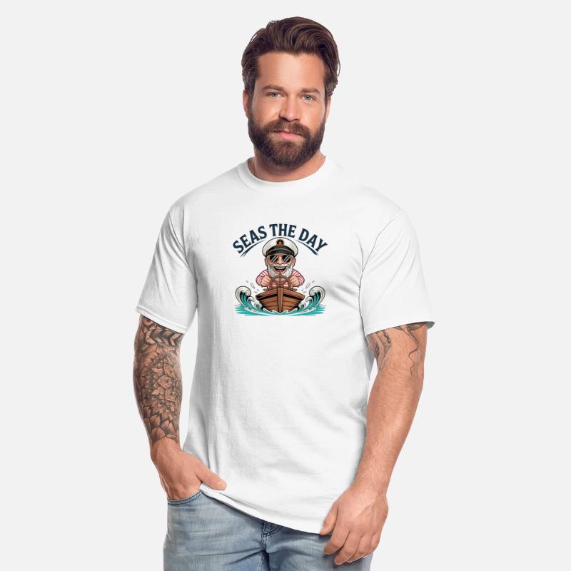 Funny Sea Captain Cartoon Seas the Day