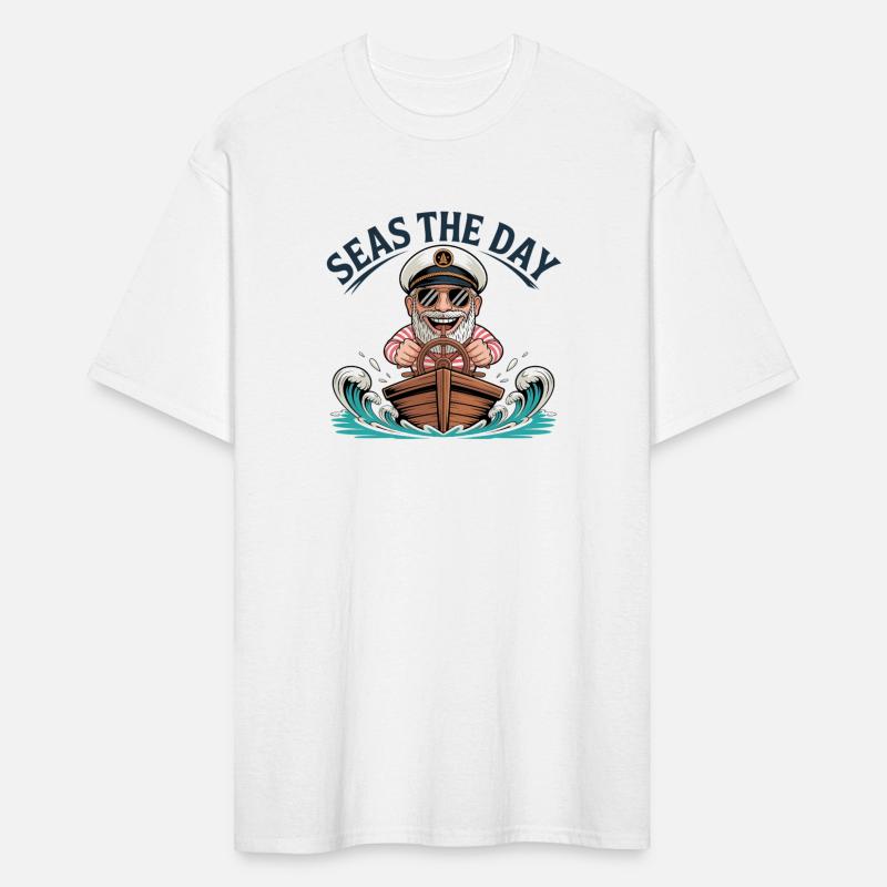 Funny Sea Captain Cartoon Seas the Day