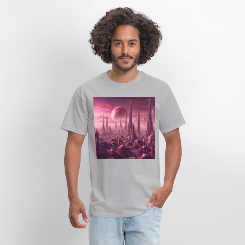 Futuristic Alien Skyline in Pink Hues
