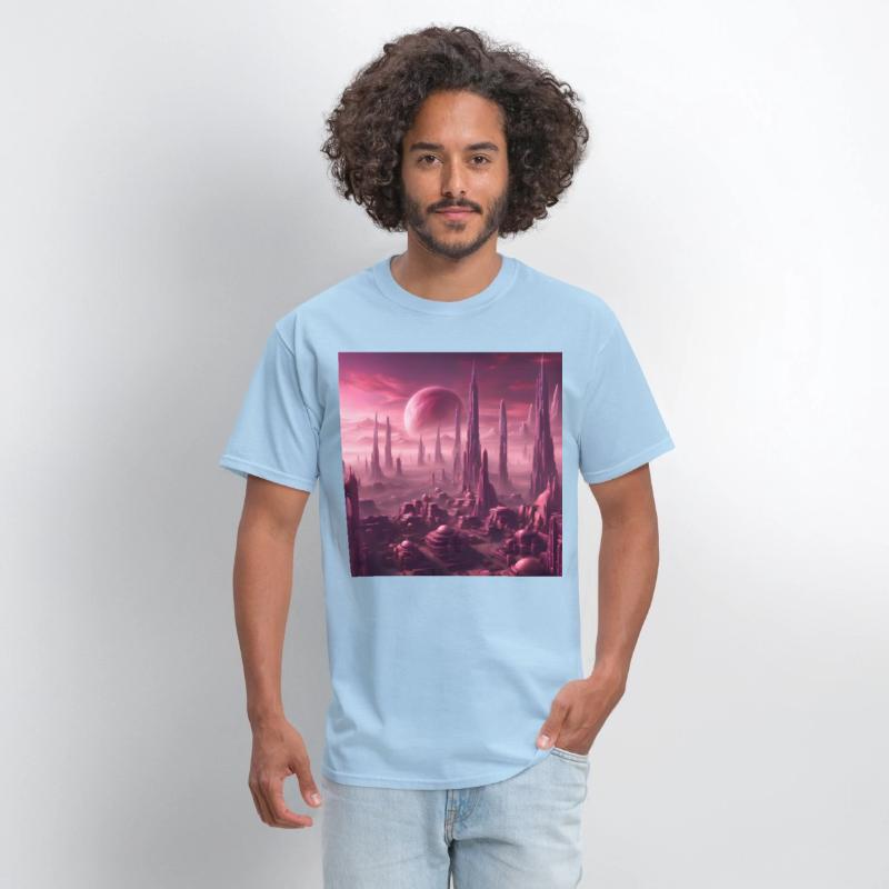 Futuristic Alien Skyline in Pink Hues