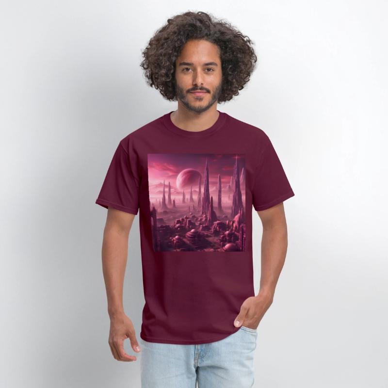 Futuristic Alien Skyline in Pink Hues