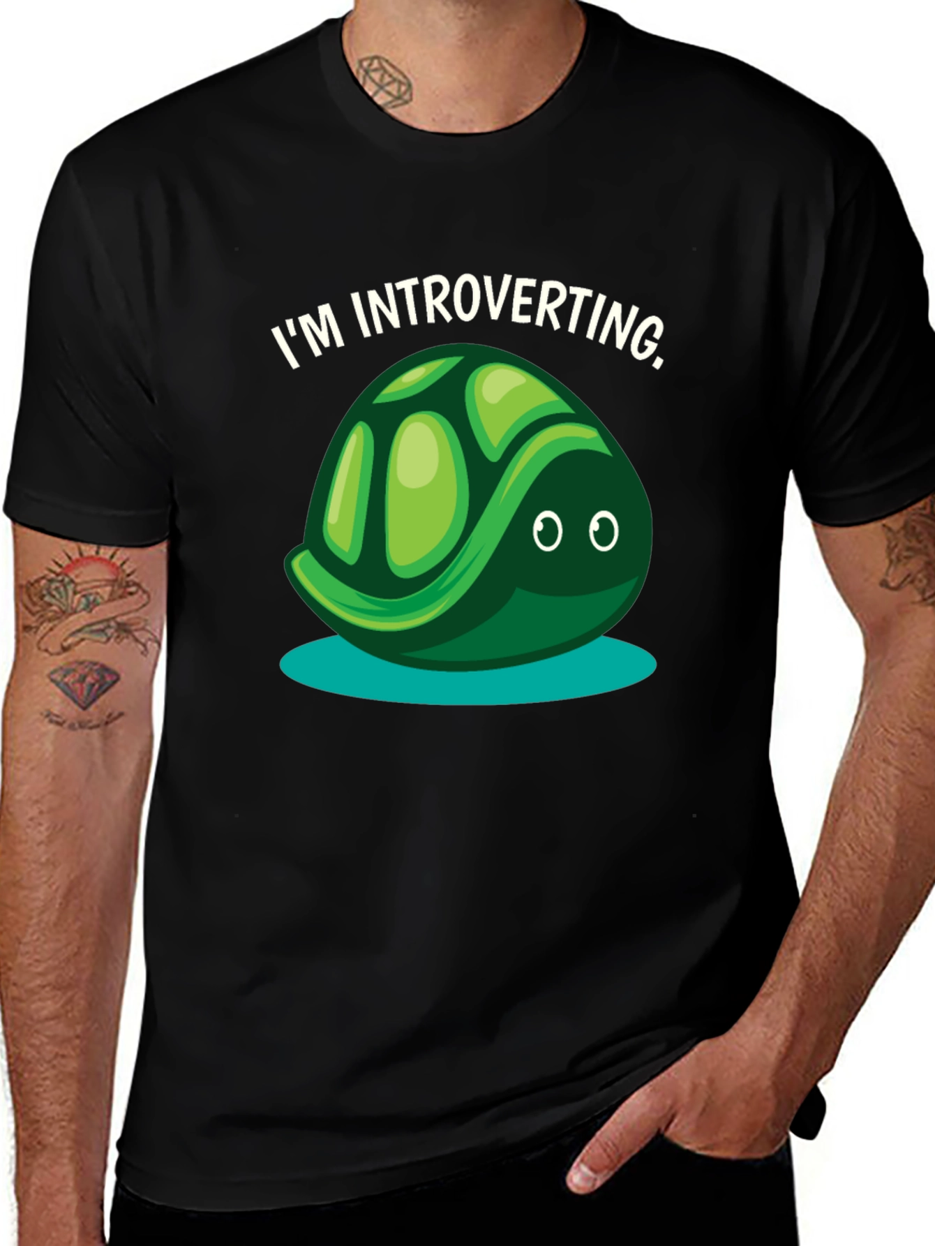 Introverting Turtle Graphic Tee - Black