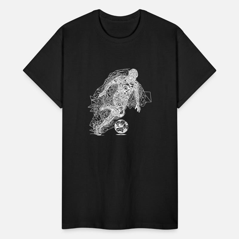 Geometric Soccer Player Runs With Ball