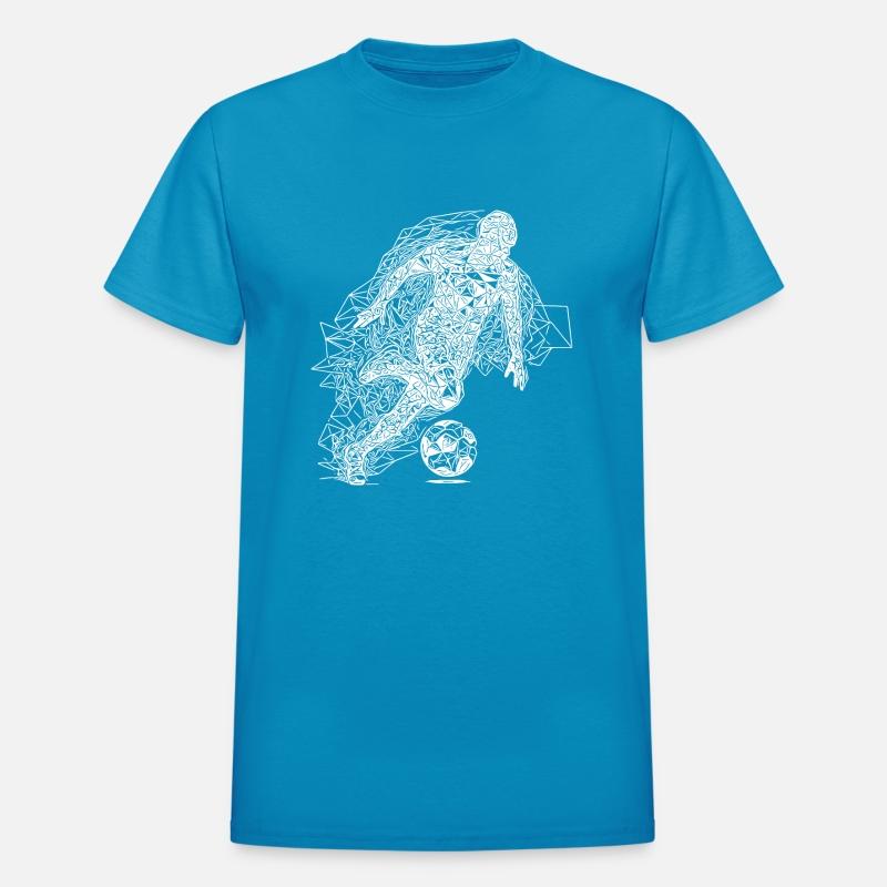 Geometric Soccer Player Runs With Ball