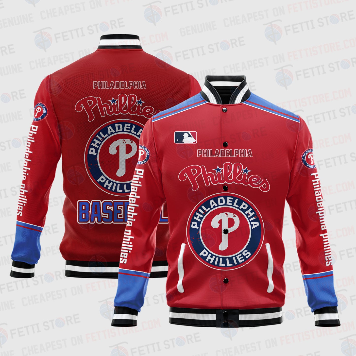 Philadelphia Phillies - Major League Baseball AOP Varsity Jacket V5 - All-Over-Printed Jacket
