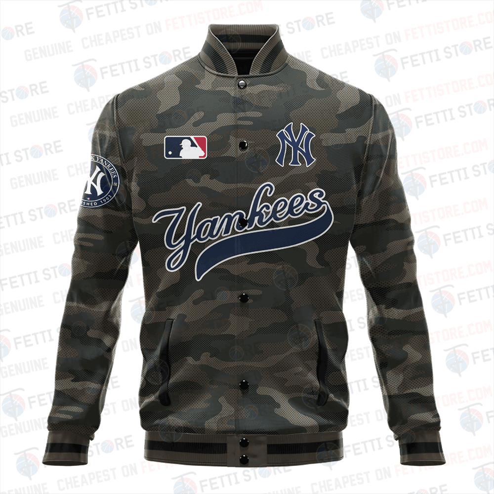 New York Yankees Major League Baseball Camo AOP Varsity Jacket STM - All-Over-Printed Jacket