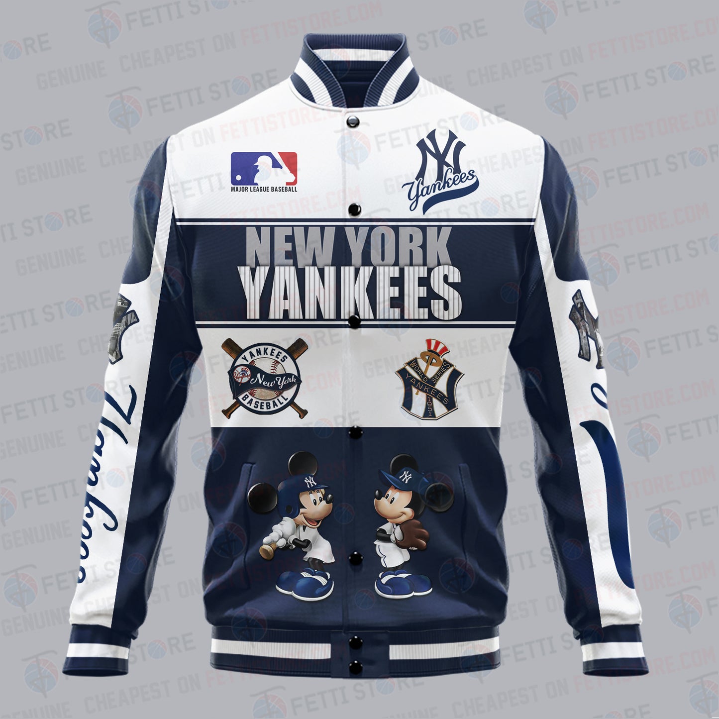 New York Yankees City And Logo Pattern Print Varsity Jacket - All-Over-Printed Jacket