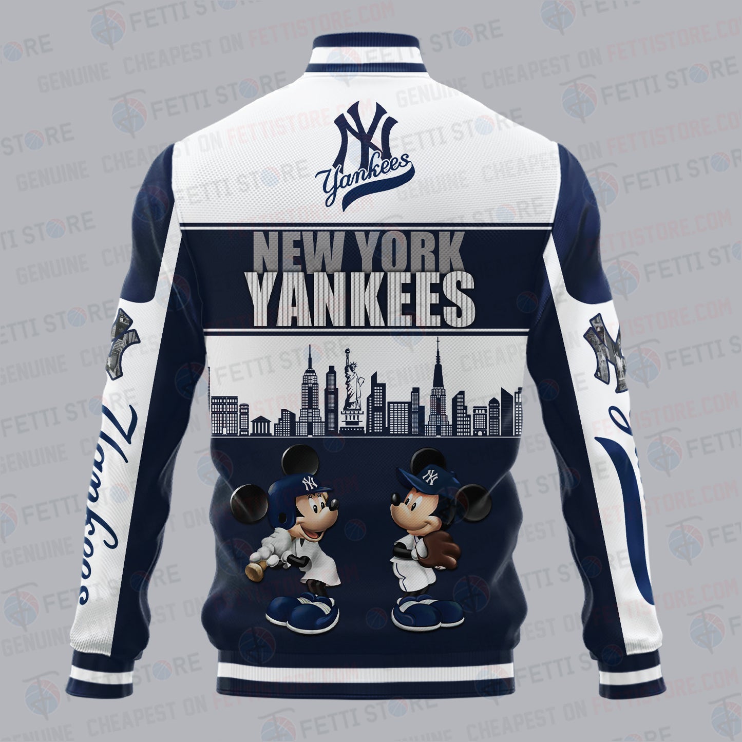 New York Yankees City And Logo Pattern Print Varsity Jacket - All-Over-Printed Jacket