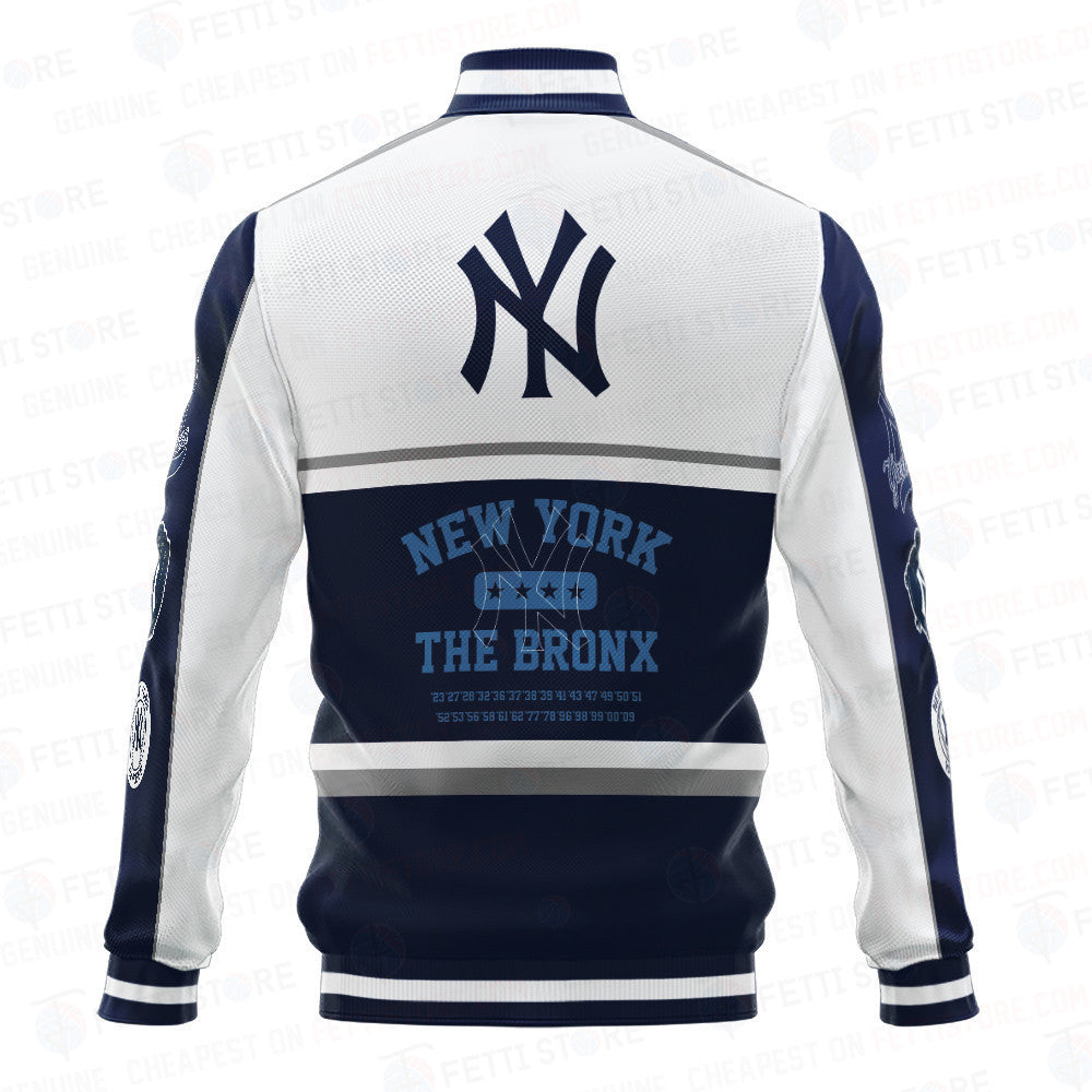 New York Yankees Baseball White And Dark Blue Pattern Varsity Jacket - All-Over-Printed Jacket