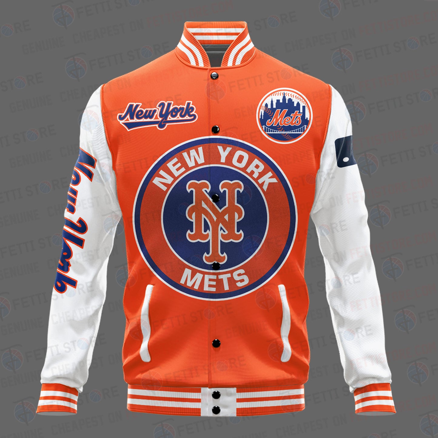 New York Mets Major League Baseball AOP Varsity Jacket STM - All-Over-Printed Jacket