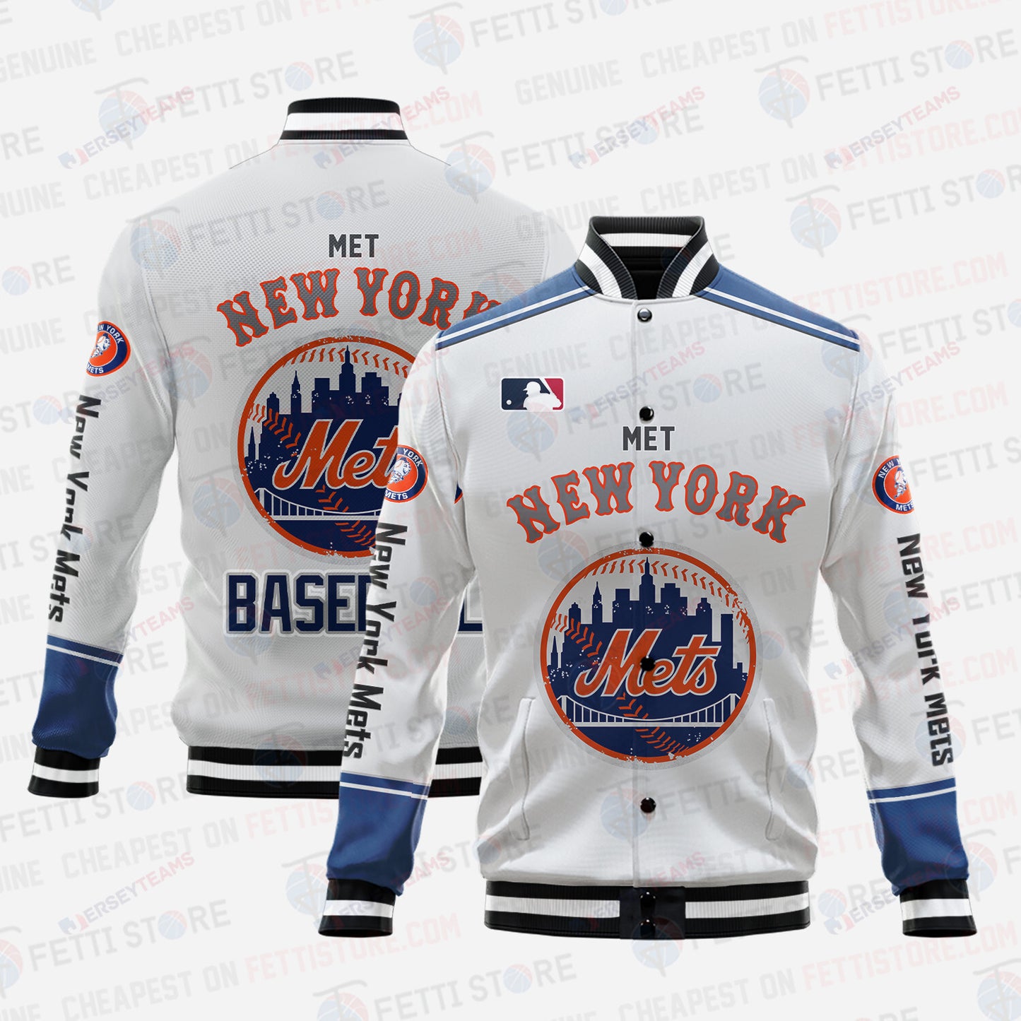 New York Mets - Major League Baseball AOP Varsity Jacket V5 - All-Over-Printed Jacket