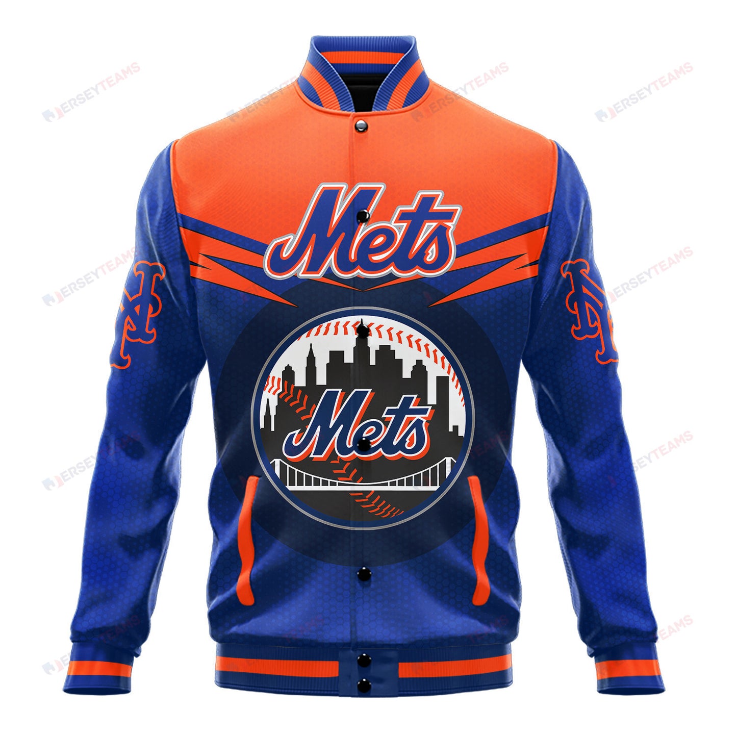 New York Mets - Major League Baseball AOP Varsity Jacket V7 - All-Over-Printed Jacket