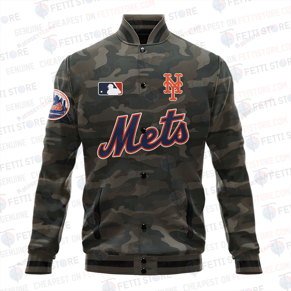 New York Mets Major League Baseball Camo AOP Varsity Jacket STM - All-Over-Printed Jacket