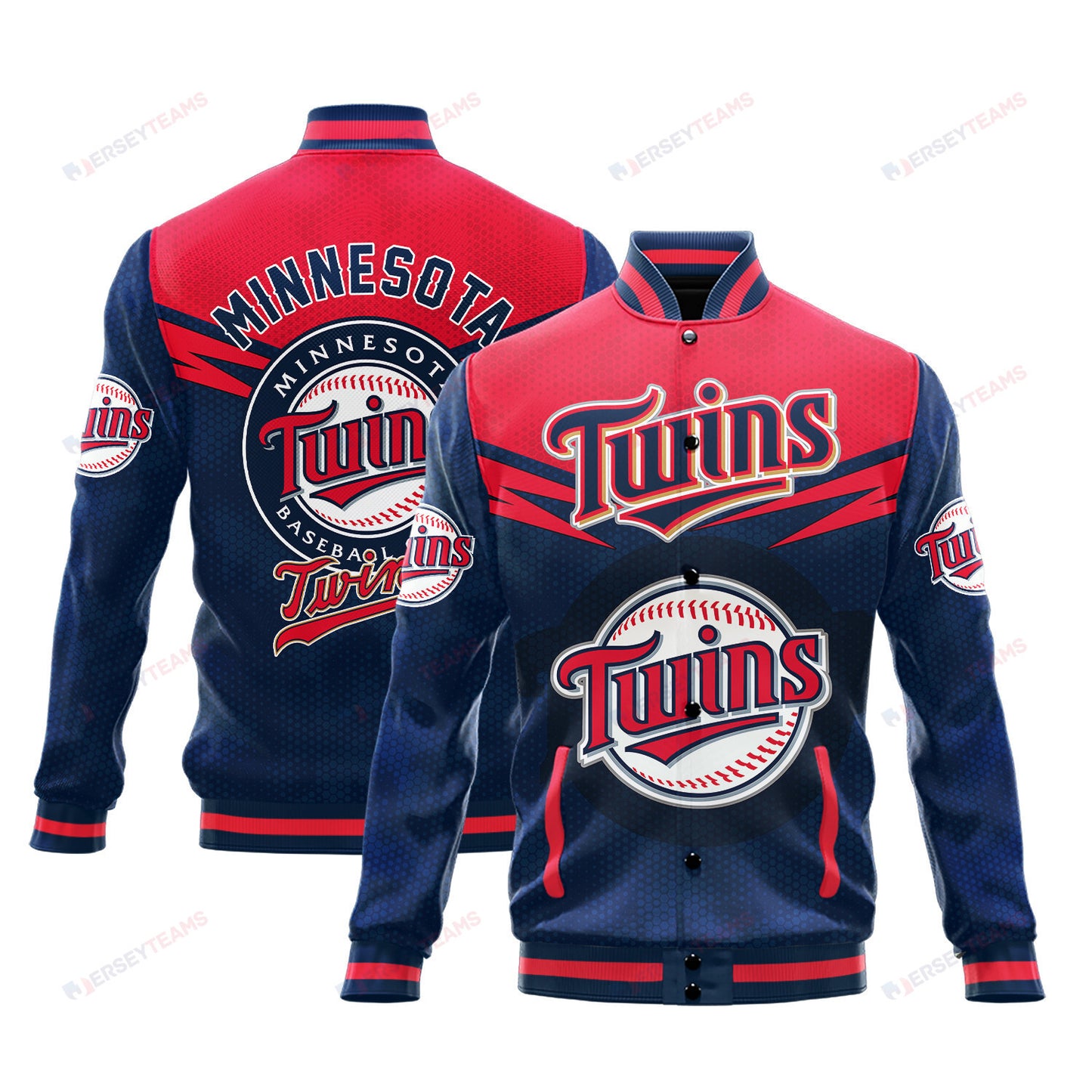 Minnesota Twins - Major League Baseball AOP Varsity Jacket V7 - All-Over-Printed Jacket