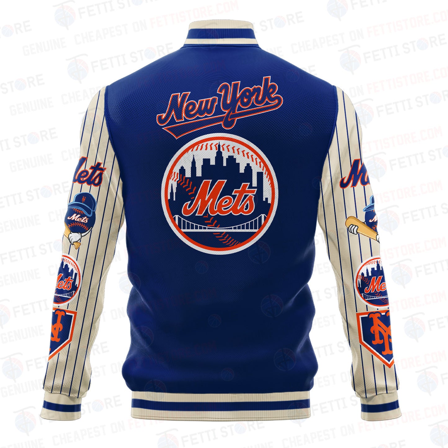 New York Mets - Major League Baseball AOP Varsity Jacket V6 - All-Over-Printed Jacket