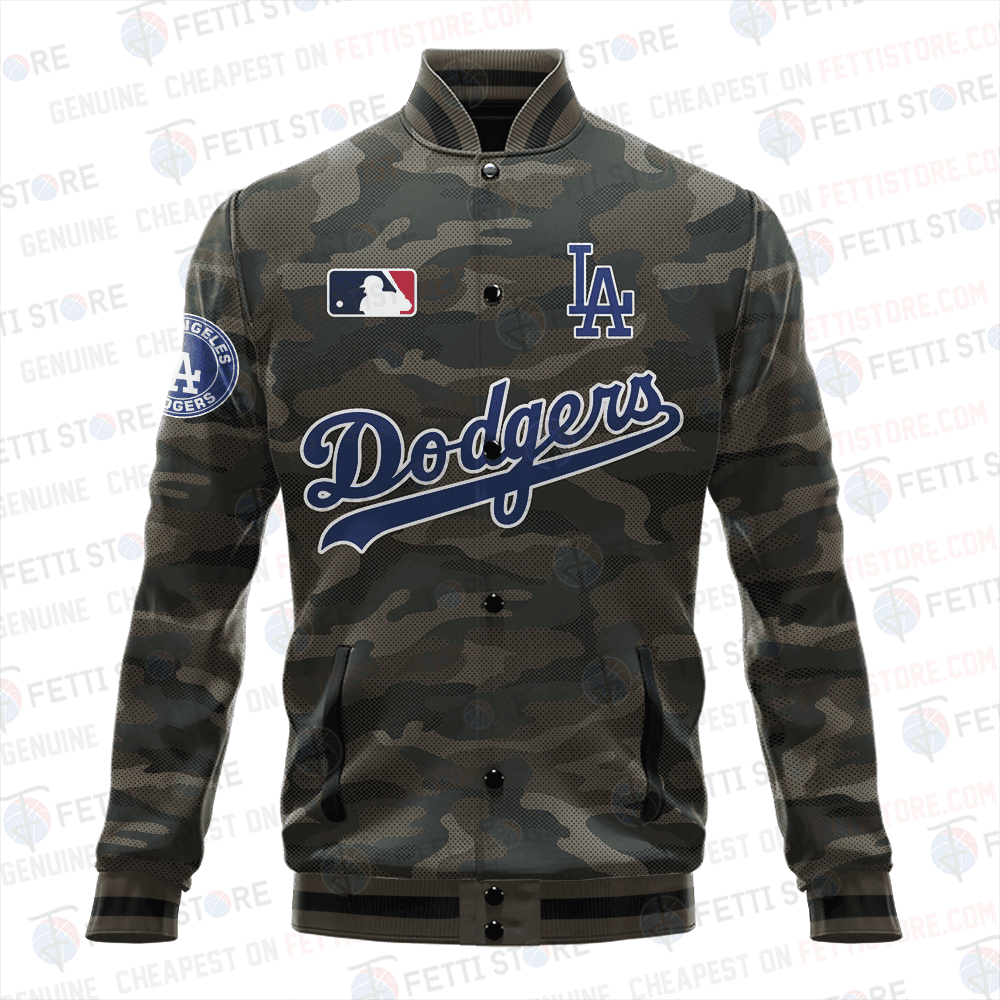 Los Angeles Dodgers Major League Baseball Camo AOP Varsity Jacket STM - All-Over-Printed Jacket