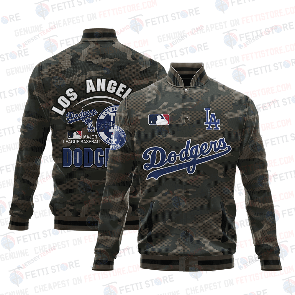 Los Angeles Dodgers Major League Baseball Camo AOP Varsity Jacket STM - All-Over-Printed Jacket