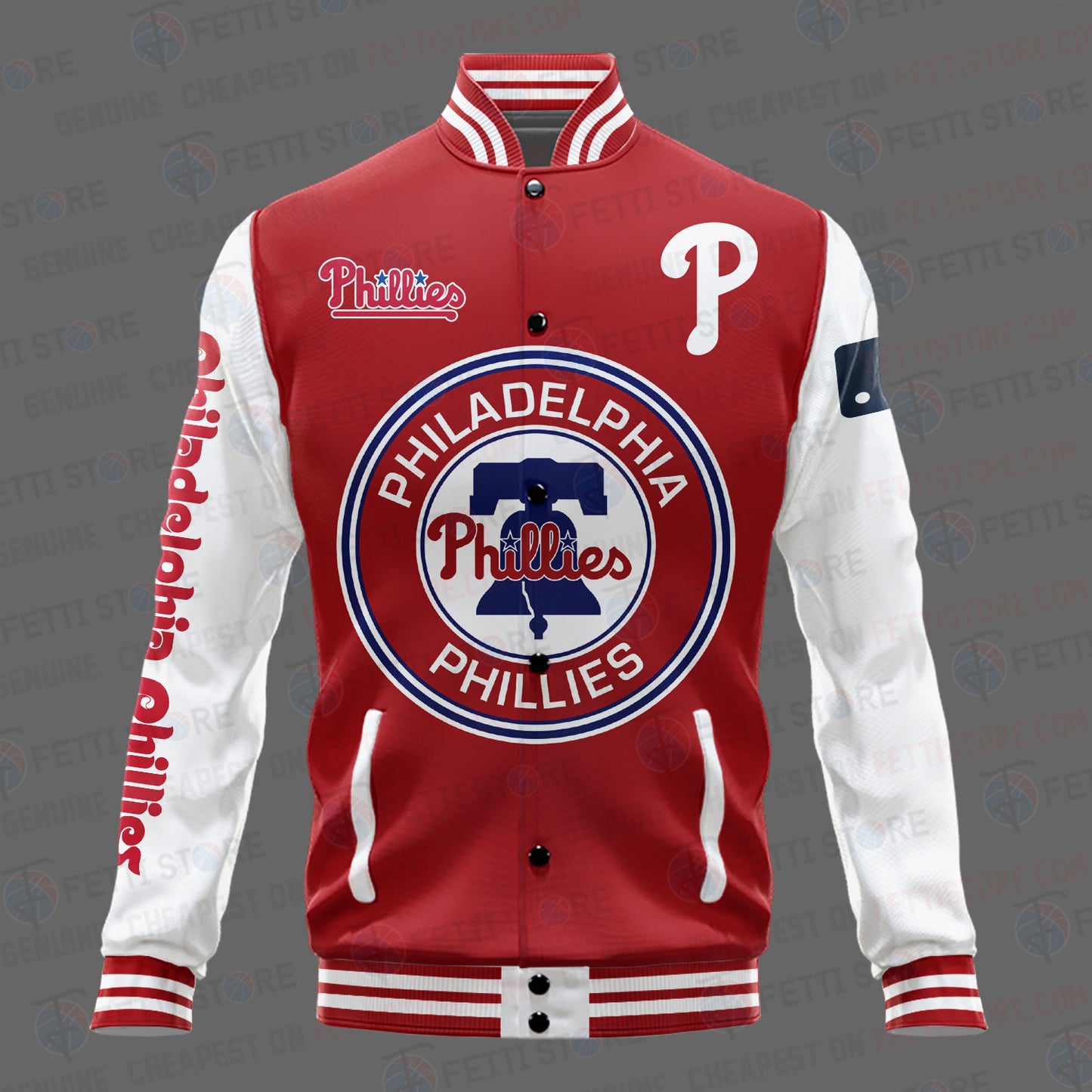 Philadelphia Phillies Major League Baseball AOP Varsity Jacket STM - All-Over-Printed Jacket