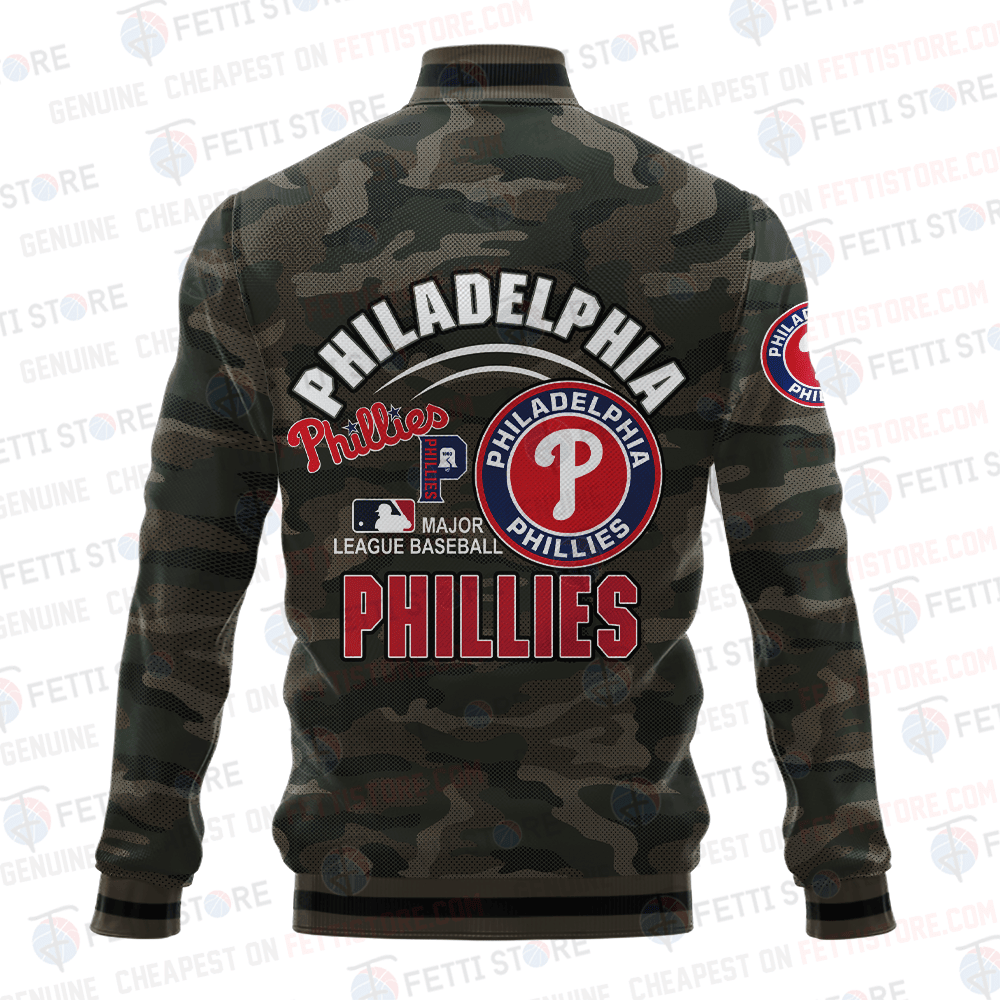 Philadelphia Phillies Major League Baseball Camo AOP Varsity Jacket STM - All-Over-Printed Jacket