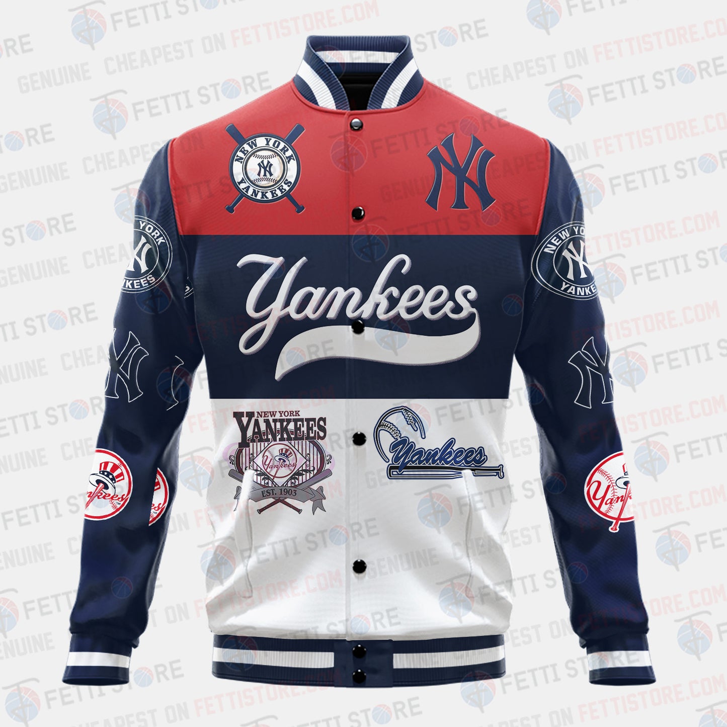 New York Yankees Symbol Vintage Design Varsity Jacket - All-Over-Printed Jacket