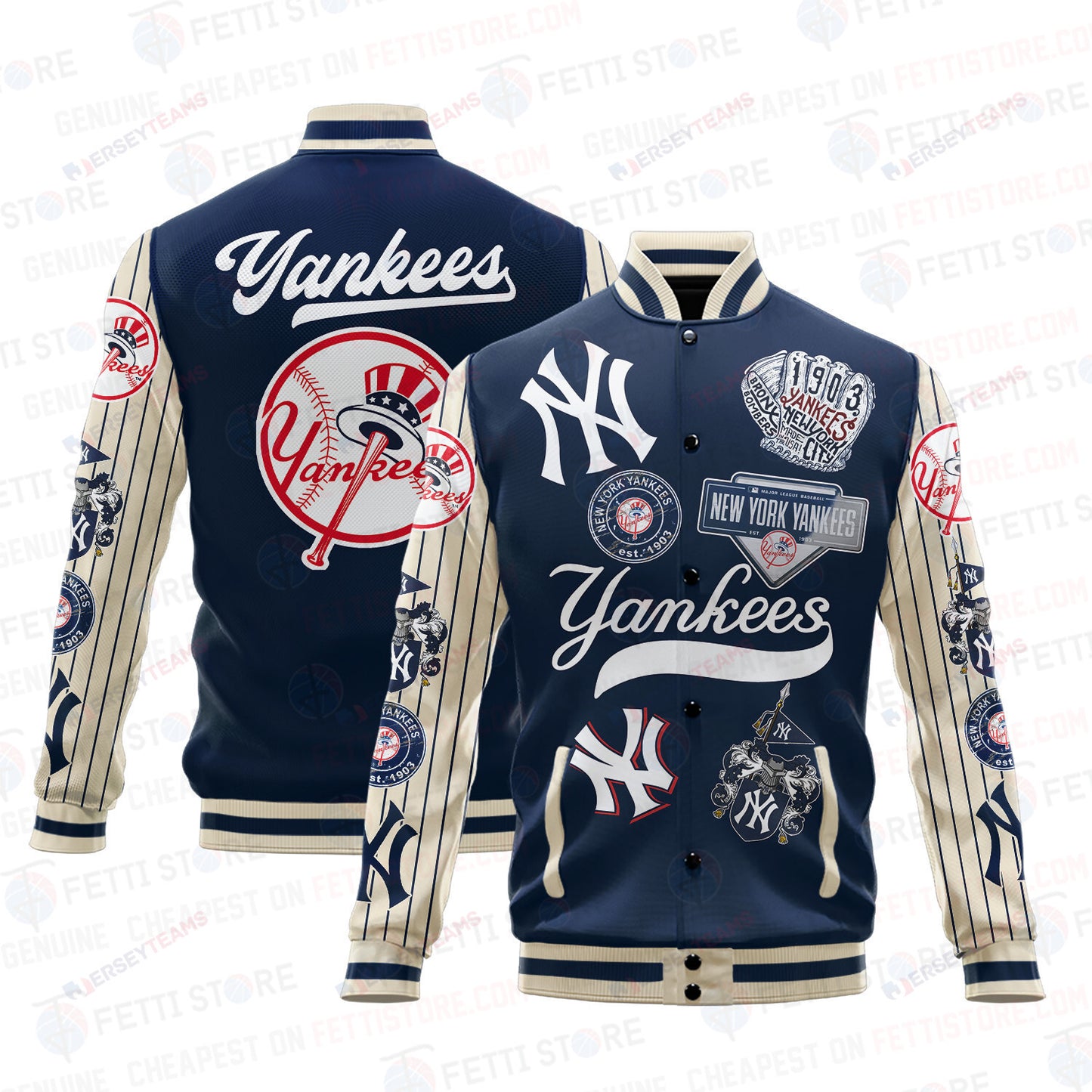 New York Yankees - Major League Baseball AOP Varsity Jacket V6 - All-Over-Printed Jacket