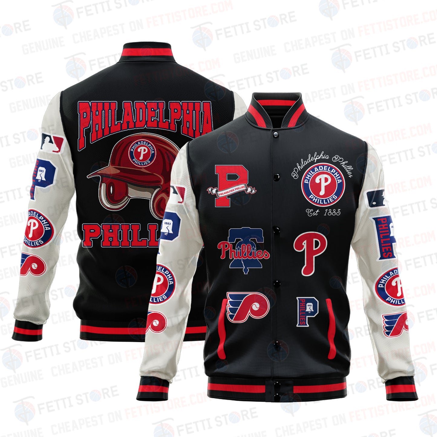 Philadelphia Phillies - Major League Baseball AOP Varsity Jacket V2 - All-Over-Printed Jacket